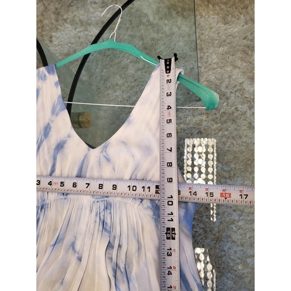 Raviya Womens White Blue Tie Dye 100% Rayon V Neck Sleeveless Maxi Dress Small - Picture 11 of 13